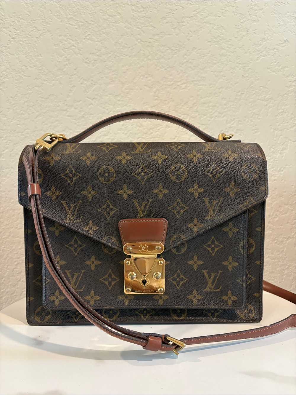 Louis Vuitton Monceau 28 Monogram Top-Handle Crossbody Bag in Brown